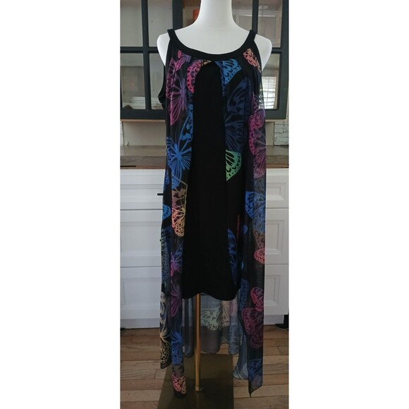Women's Large Sheer Butterfly Long Dress Boho Lady Beachy Flowy Lightweight Fun - Picture 4 of 16